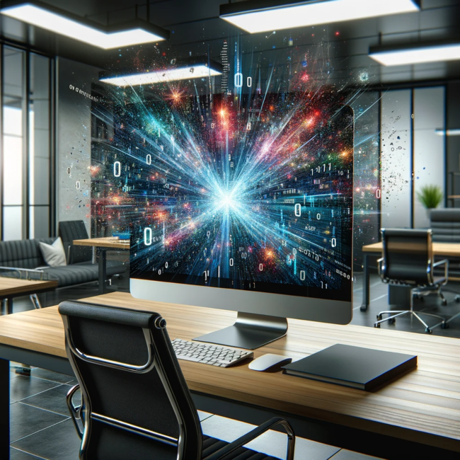 computer, office, technology, business, internet, digital, work, desk, study, explosion, data, info, information, ai generated